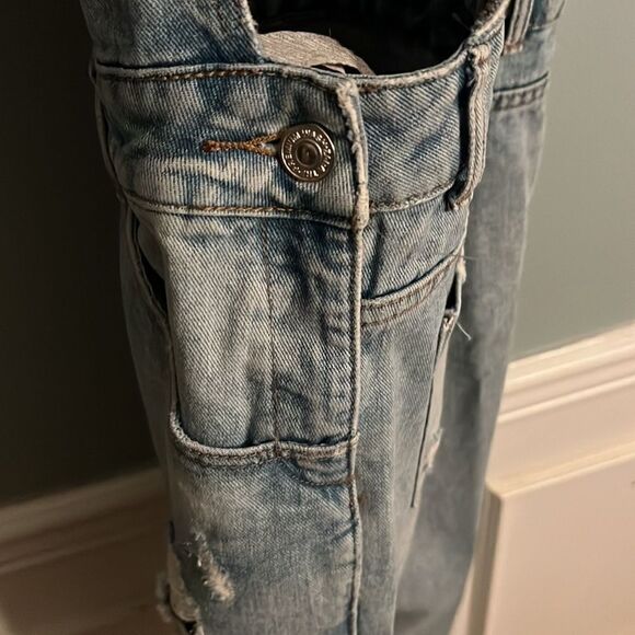 Zara Women’s S denim ripped leg rolled leg qoveralls - Picture 14 of 15